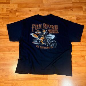 Harley-davidson Men's Black and Navy T-shirt